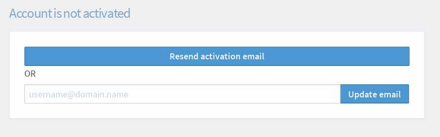 Resend activation or update email address