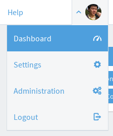 User dashboard menu